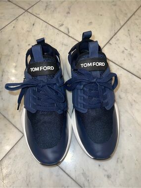 Tom Ford Navy and White Runner Sneakers